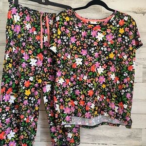 Cuddl Duds Floral Intimates Set - Black, Pink, Orange, Green